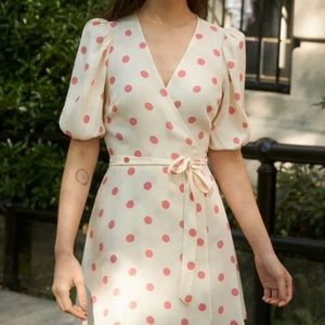 Reformation Olince Andie Polka-dot Mini Wrap Dress